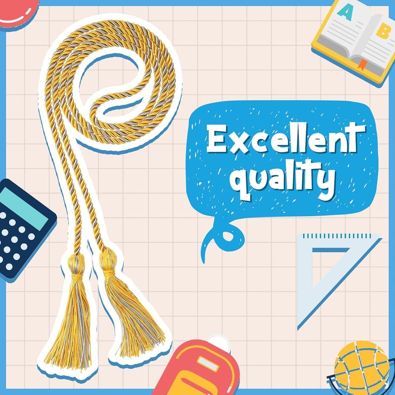 TecUnite Graduation Cords Honor 2026 Polyester Yarn Decorative Garland Twist Ties with Tassels for Bachelor Gown Graduation(Gold with Silver) - Image 2